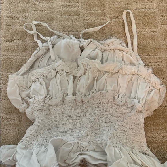 White Ruffled Smocked Tank Top - Picture 2 of 2